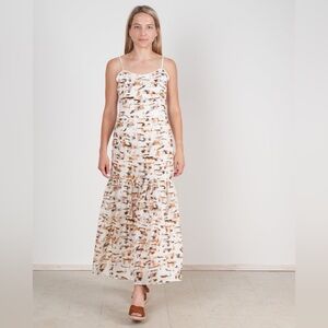 844 Christy Lynn Luisa Printed Linen Dress - Tiger Print Size Medium Color White